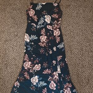 Floral Maxi Dress in Navy and Pink